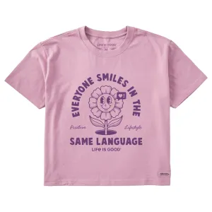 Women's Everyone Smiles Flower Short Sleeve Crusher Boxy Tee Life is Good