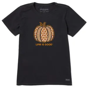 Women's Fall Pattern Pumpkin Short Sleeve Crusher Tee Life is Good