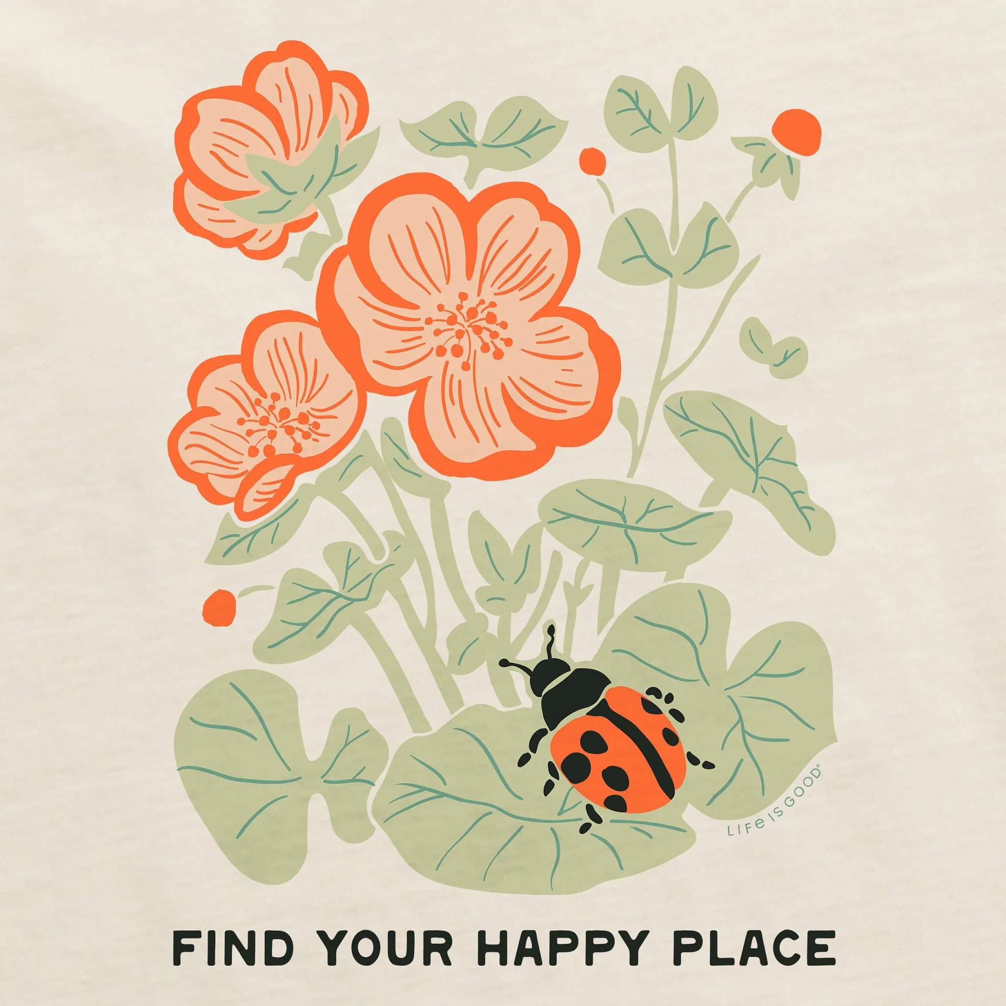 Women's Find Your Happy Place Ladybug Short Sleeve Crusher Boxy Tee Life is Good