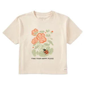 Women's Find Your Happy Place Ladybug Short Sleeve Crusher Boxy Tee Life is Good