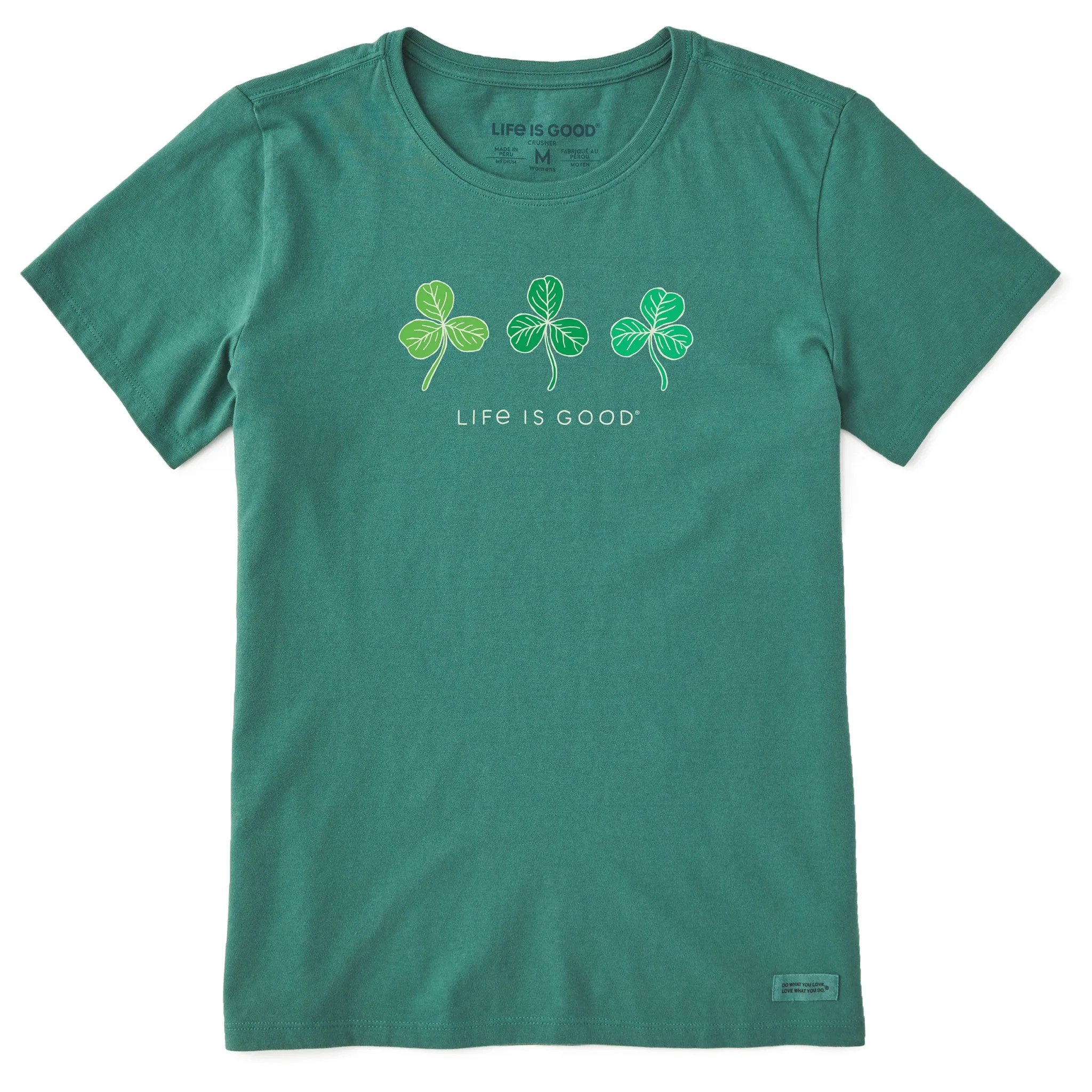 Women's Fineline 3 Clovers Short Sleeve Crusher Tee Life is Good