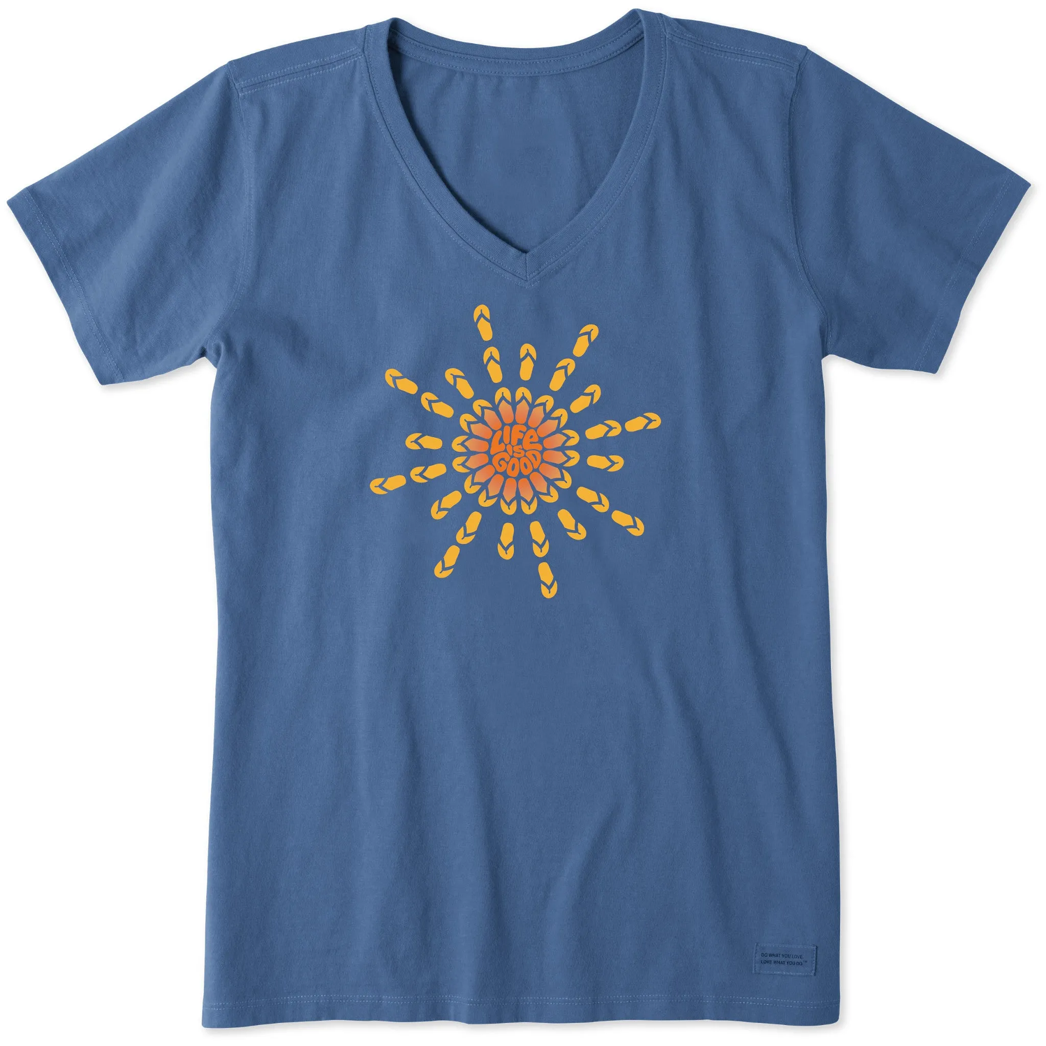 Women's Flip Flop Sun Short Sleeve Crusher Vee Life is Good
