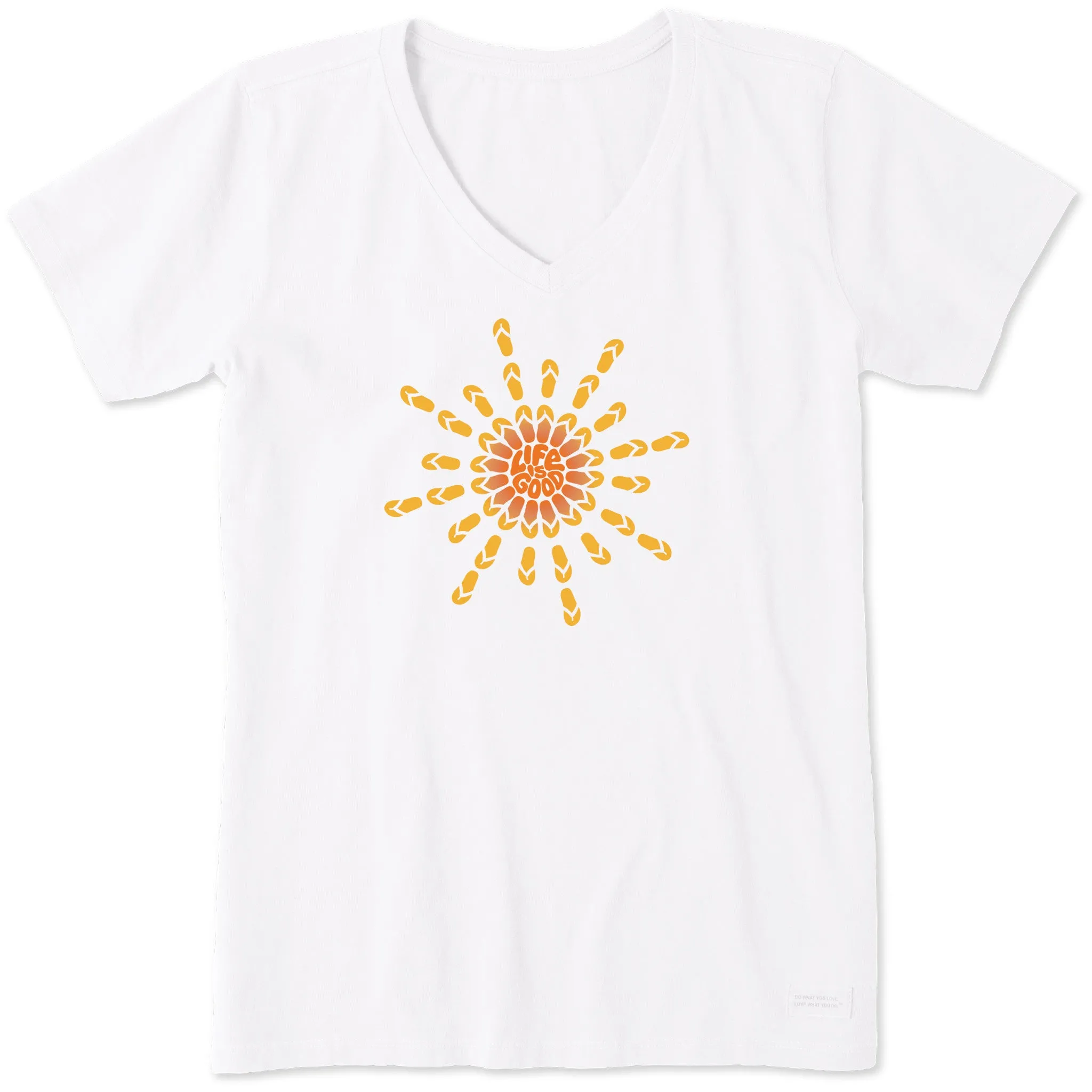 Women's Flip Flop Sun Short Sleeve Crusher Vee Life is Good