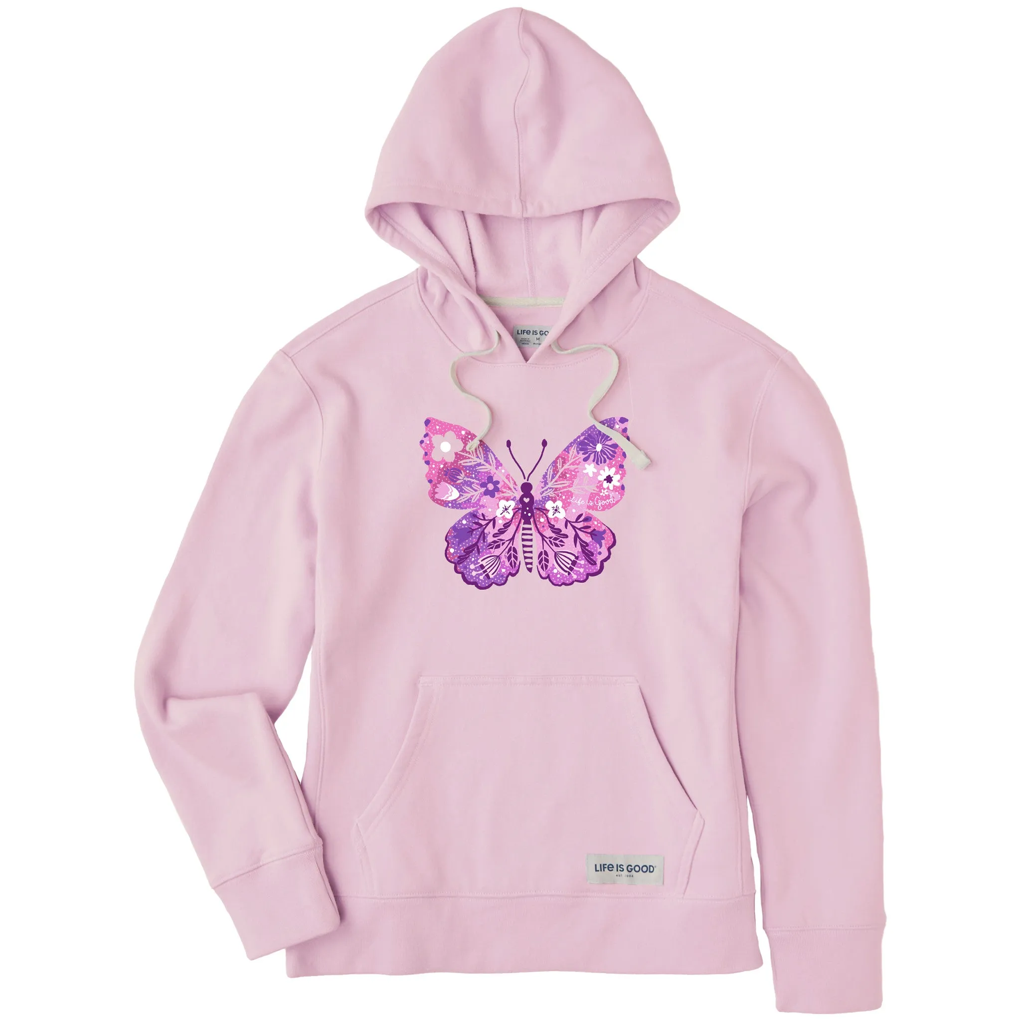 Women's Floral Butterfly Tie Dye Simply True Fleece Hoodie Life is Good