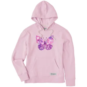 Women's Floral Butterfly Tie Dye Simply True Fleece Hoodie Life is Good
