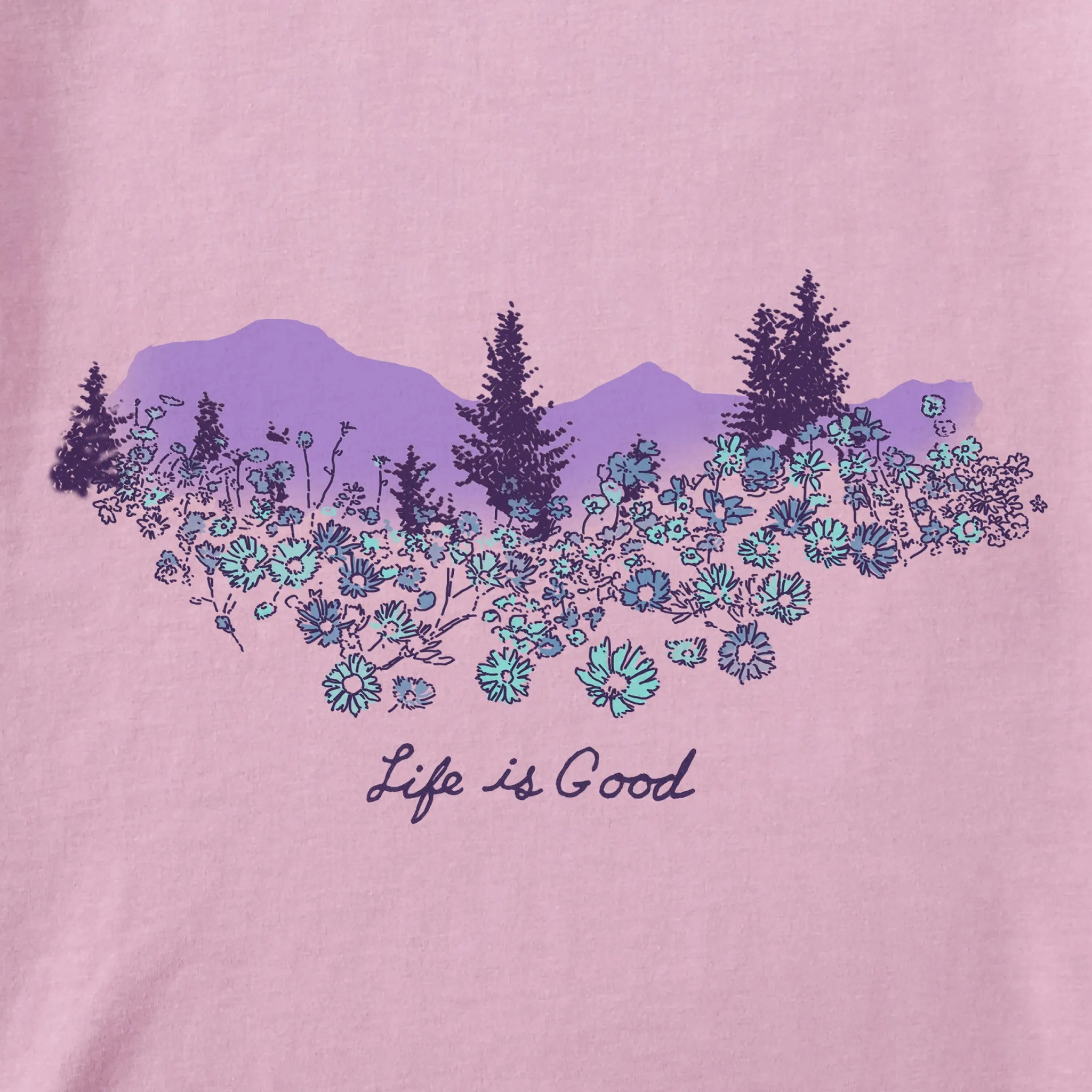 Women's Flower Garden Short Sleeve Crusher-LITE Vee Life is Good
