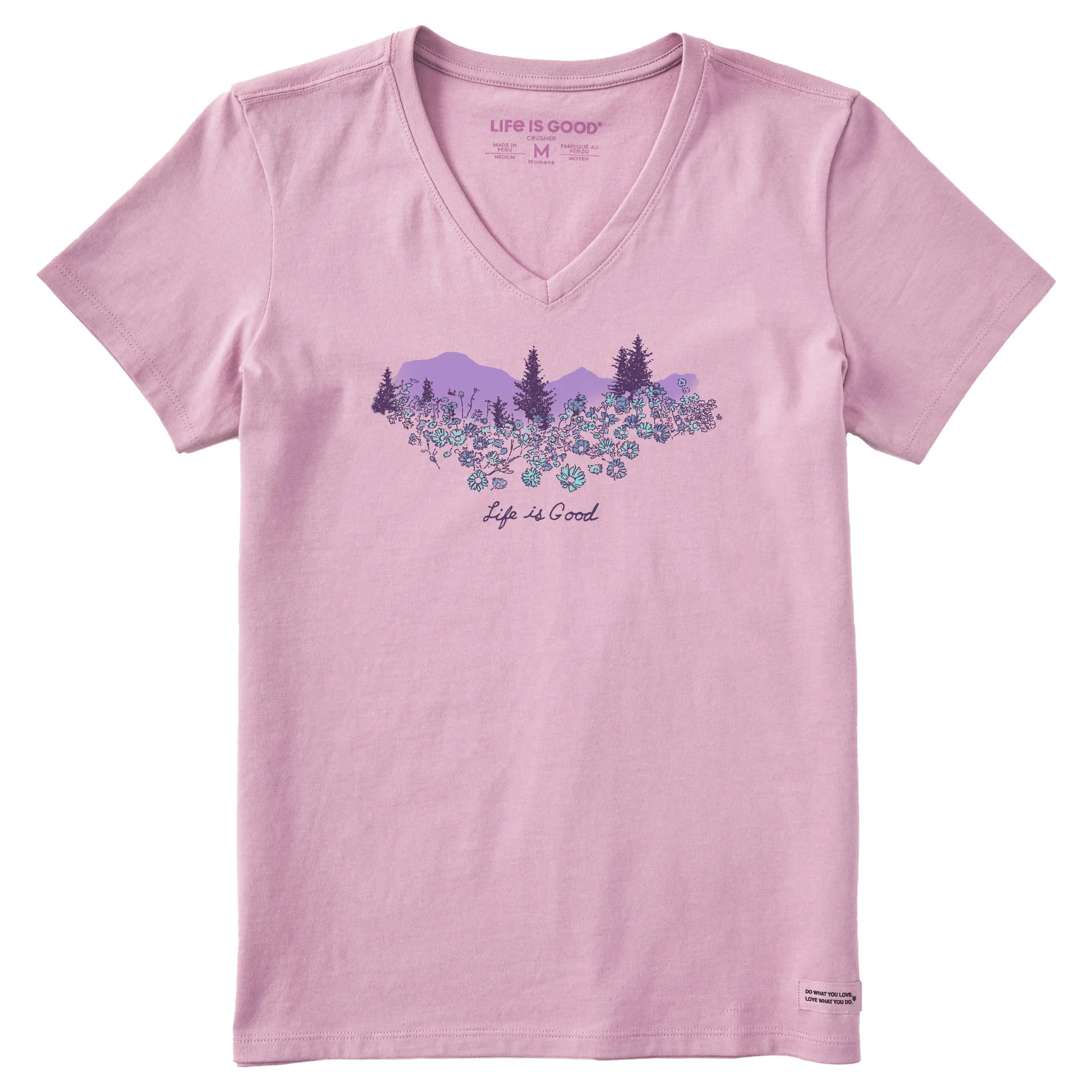 Women's Flower Garden Short Sleeve Crusher-LITE Vee Life is Good