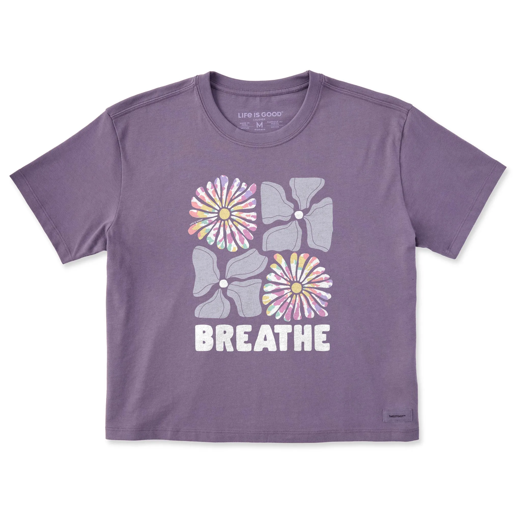 Women's Flower Grid Breathe Tie Dye Short Sleeve Crusher Boxy Tee Life is Good