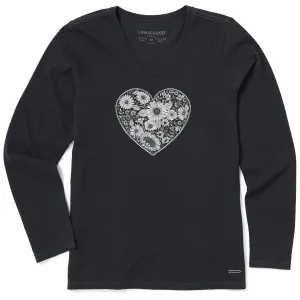 Women's Flowerful Love Long Sleeve Crusher Vee Life is Good