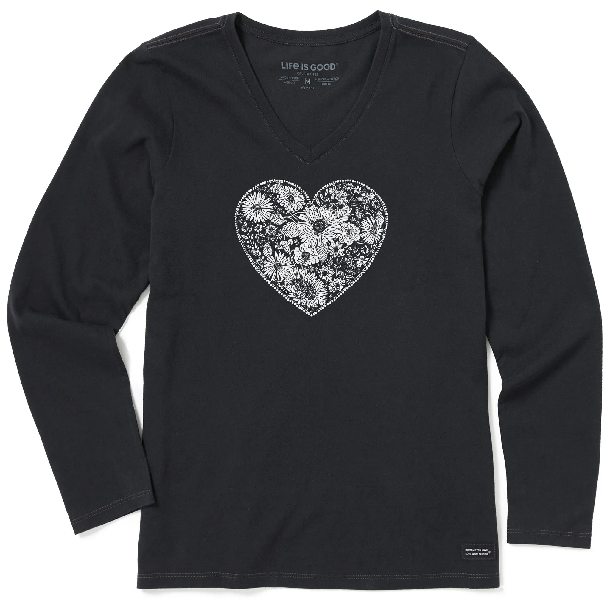 Women's Flowerful Love Long Sleeve Crusher Vee Life is Good
