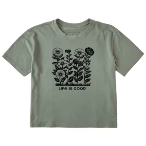 Women's Flowers in a Row Short Sleeve Crusher Boxy Tee Life is Good