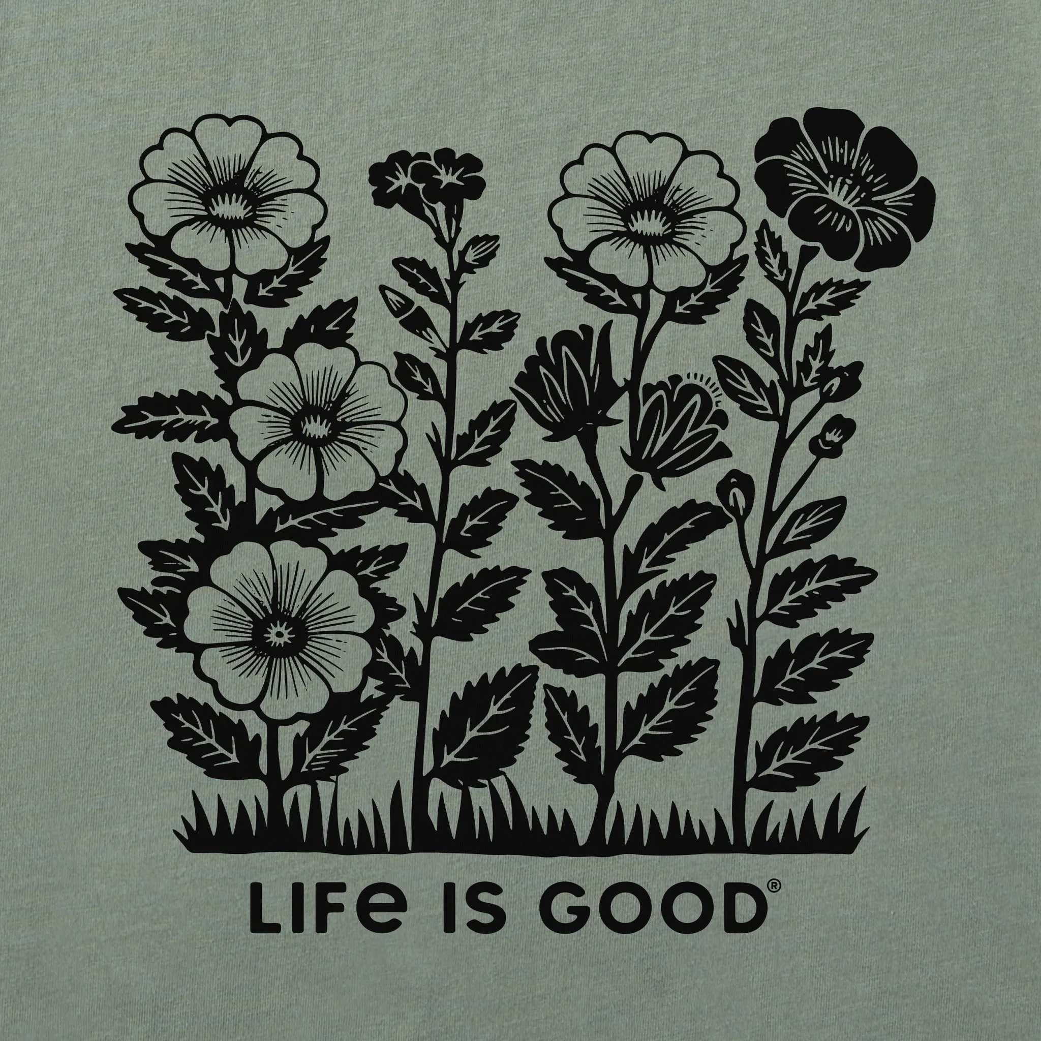 Women's Flowers in a Row Short Sleeve Crusher Boxy Tee Life is Good