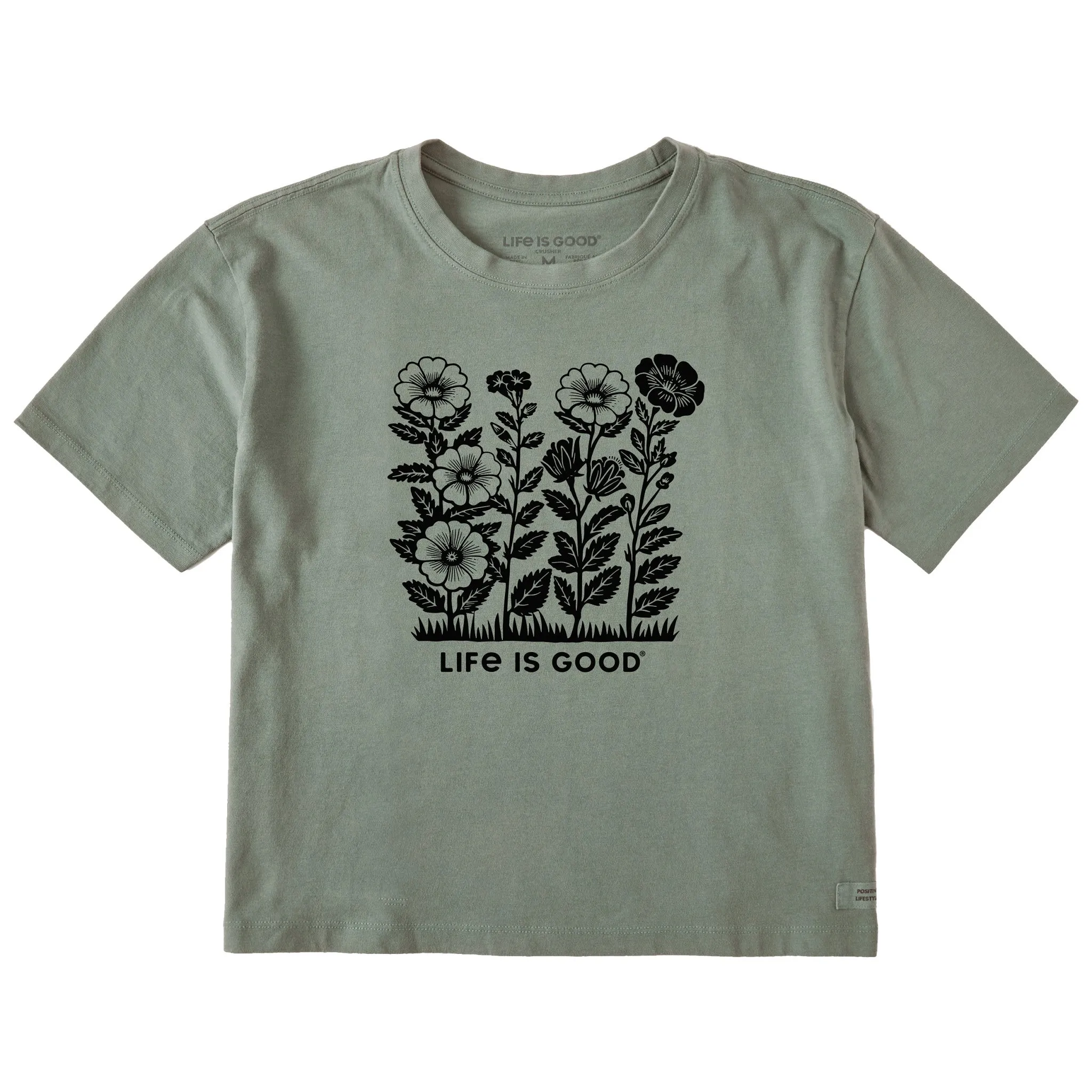 Women's Flowers in a Row Short Sleeve Crusher Boxy Tee Life is Good