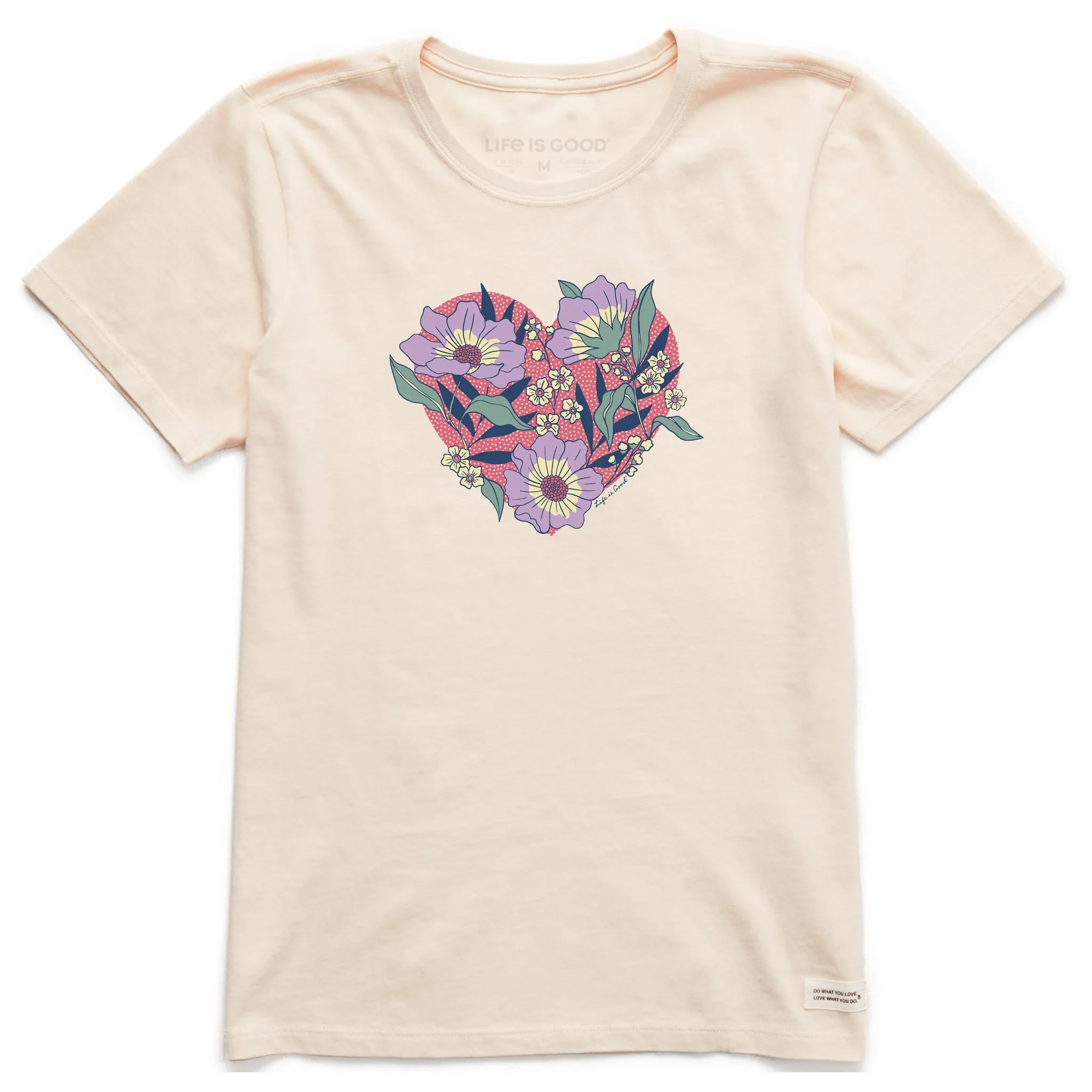 Women's Flowers in Heart Short Sleeve Crusher Tee Life is Good