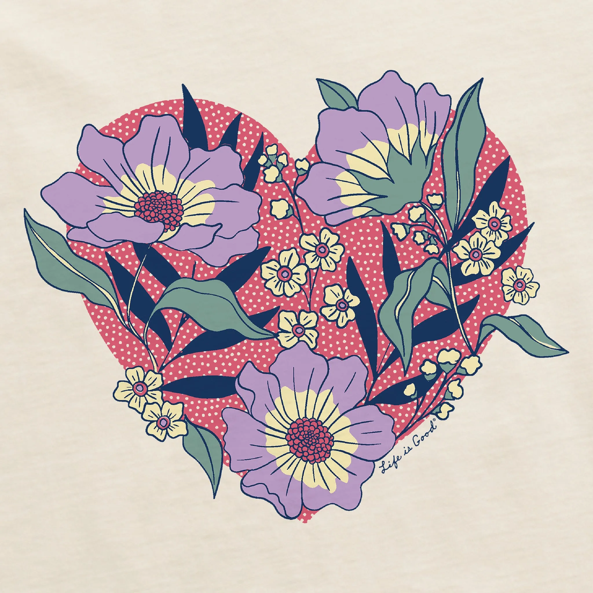 Women's Flowers in Heart Short Sleeve Crusher Tee Life is Good