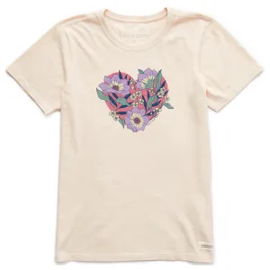 Women's Flowers in Heart Short Sleeve Crusher Tee Life is Good