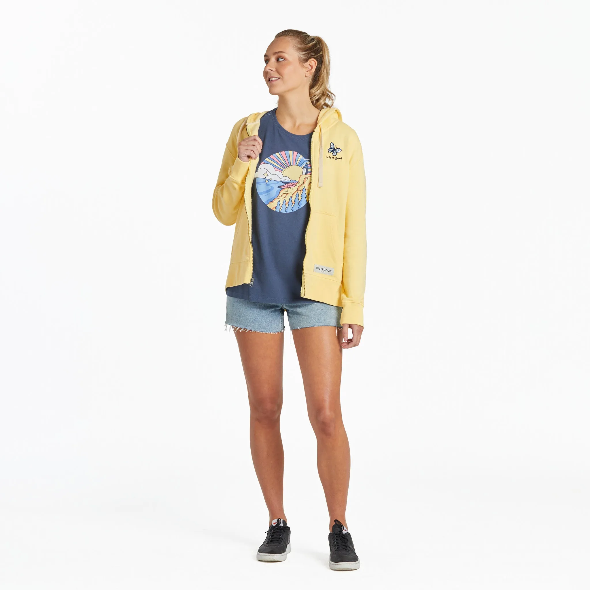 Women's Flutterby Butterfly Simply True Fleece Zip Hoodie Life is Good