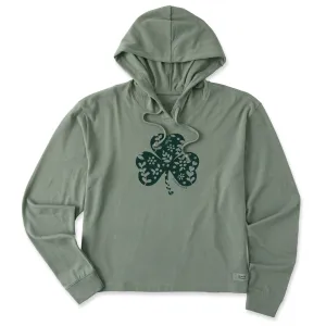 Women's Fossil Clover Crusher Boxy Hoodie Life is Good