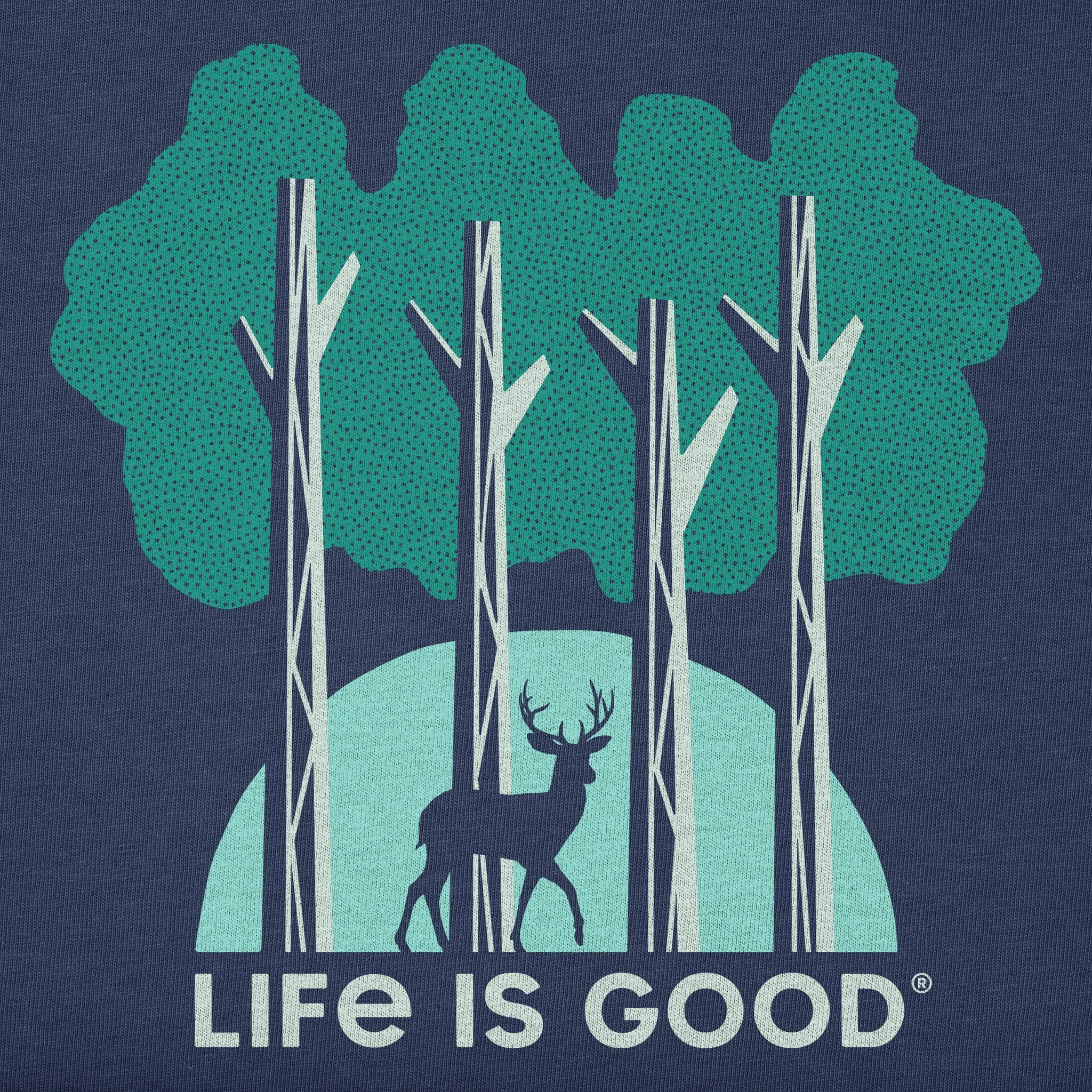 Women's Four Tree Deer Short Sleeve Crusher Tee Life is Good