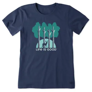 Women's Four Tree Deer Short Sleeve Crusher Tee Life is Good