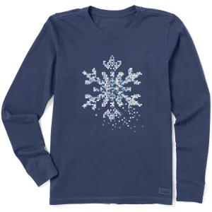 Women's Fractal Snowflake Long Sleeve Crusher Tee Life is Good