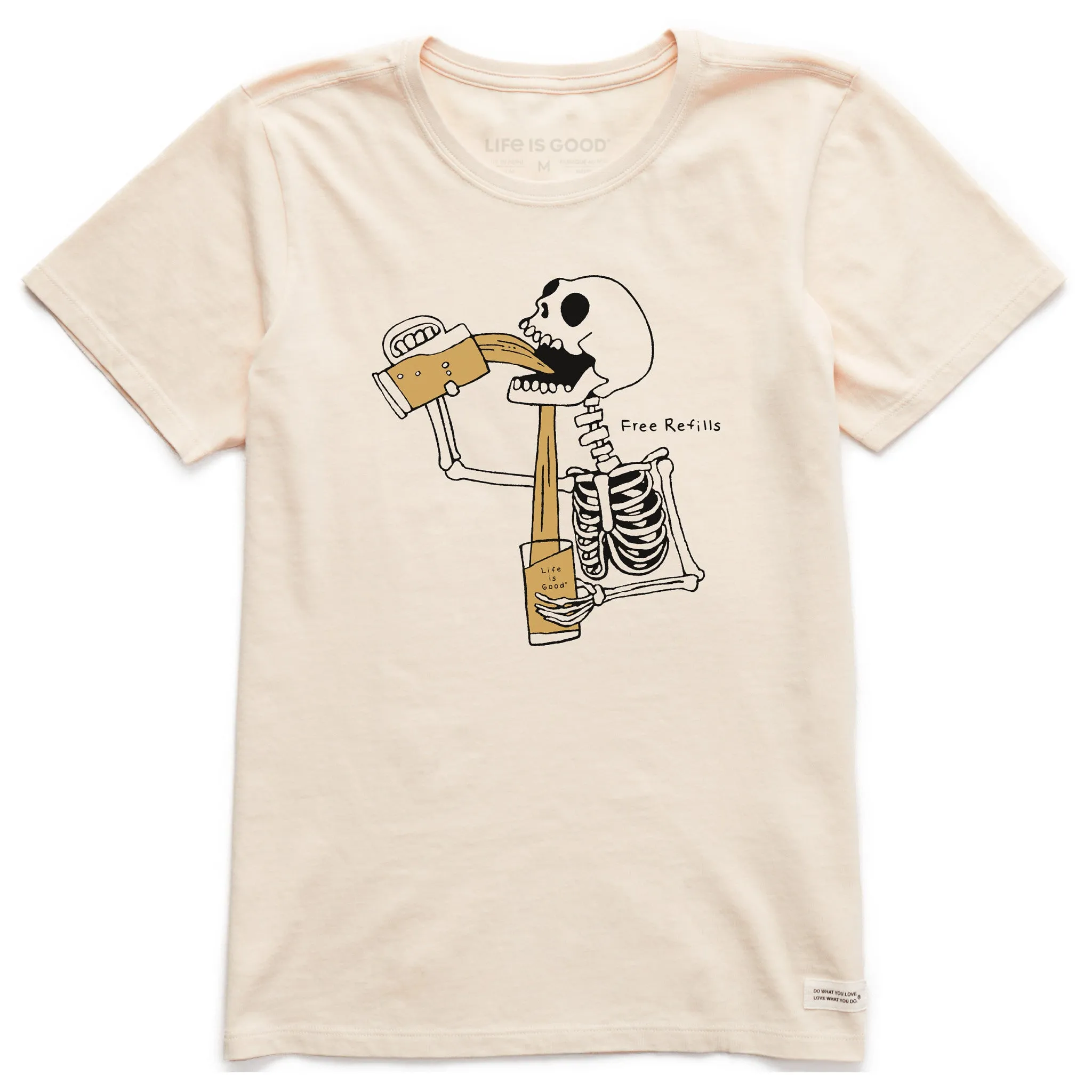 Women's Free Refills Skeleton Short Sleeve Crusher Tee Life is Good