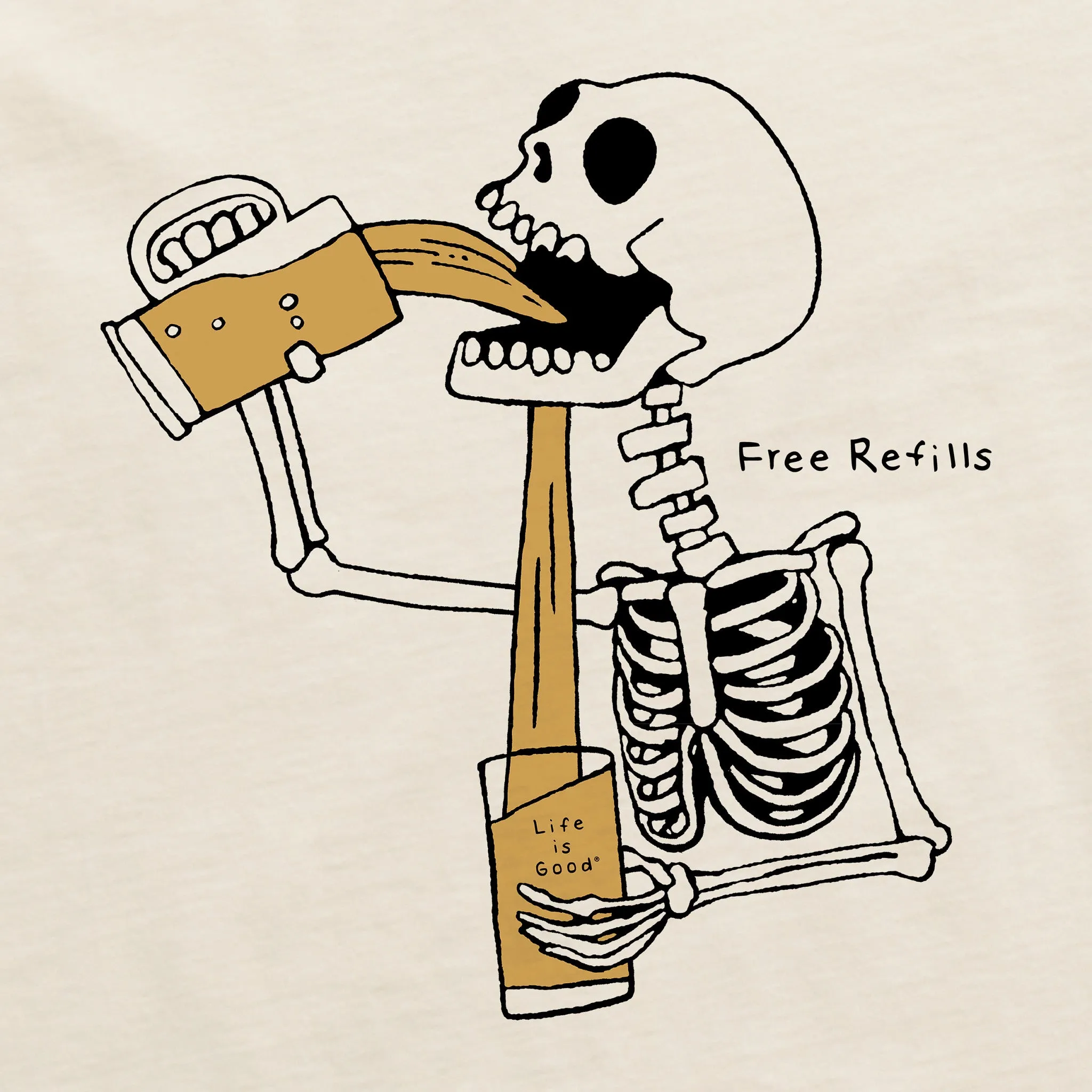 Women's Free Refills Skeleton Short Sleeve Crusher Tee Life is Good