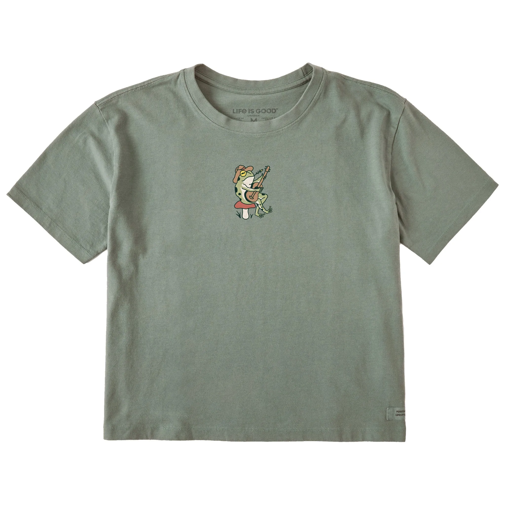 Women's Frog Guitar Short Sleeve Crusher Boxy Tee Life is Good