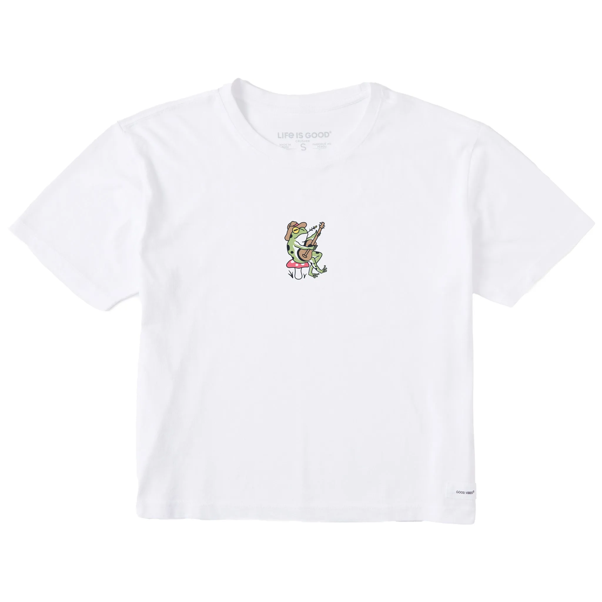 Women's Frog Guitar Short Sleeve Crusher Boxy Tee Life is Good