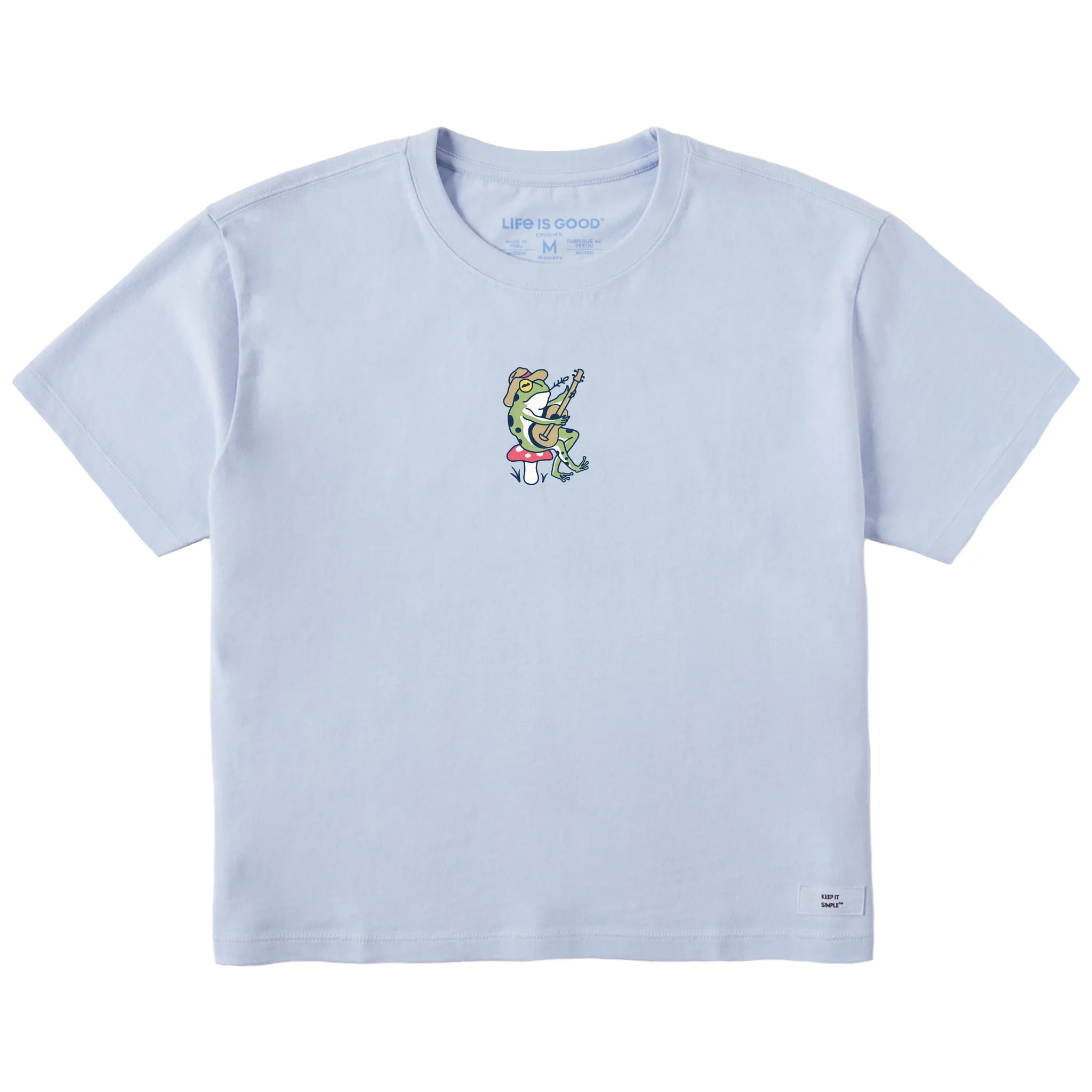 Women's Frog Guitar Short Sleeve Crusher Boxy Tee Life is Good