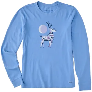 Women's Geometric Deer Long Sleeve Crusher Tee Life is Good