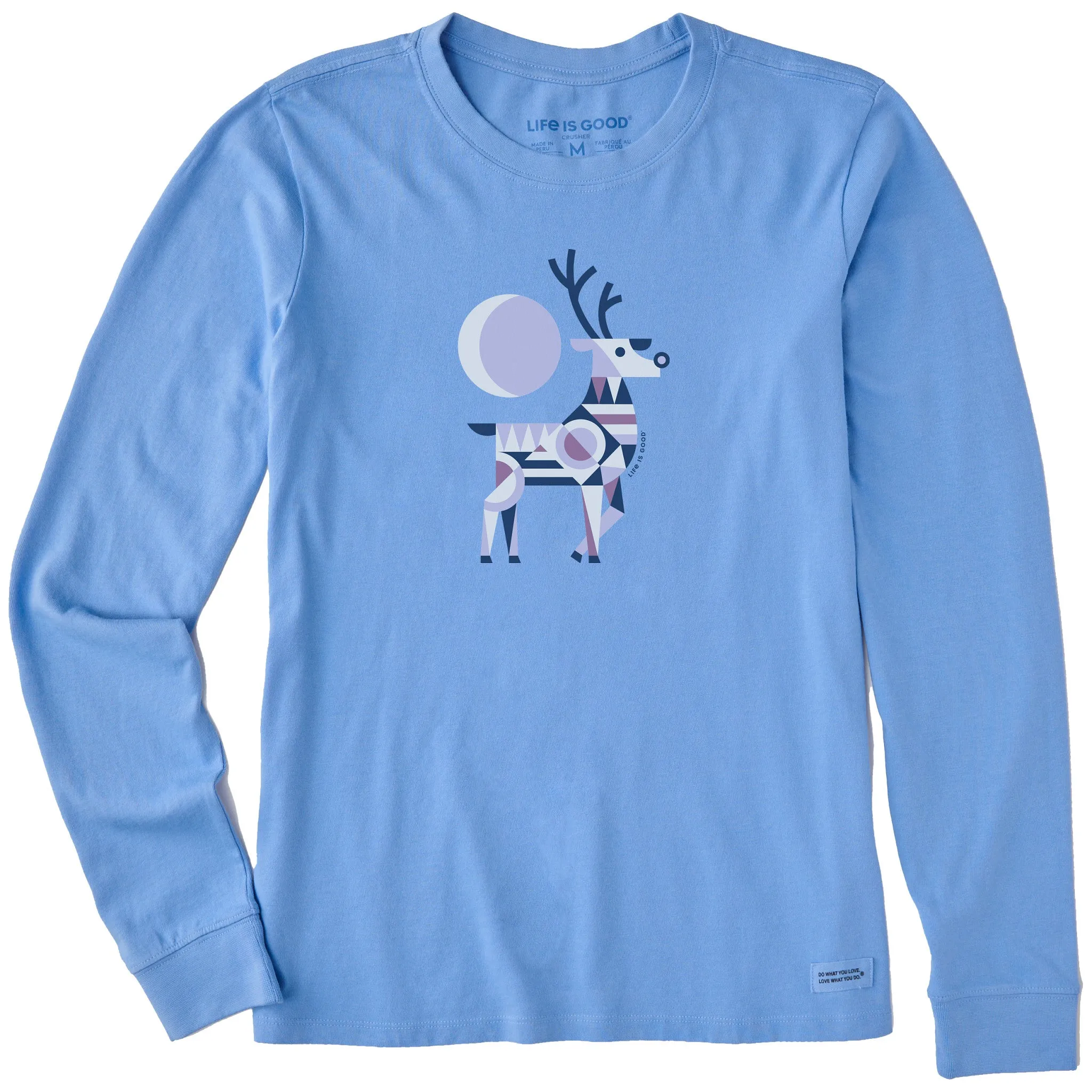 Women's Geometric Deer Long Sleeve Crusher Tee Life is Good