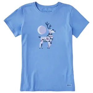 Women's Geometric Deer Short Sleeve Crusher Tee Life is Good