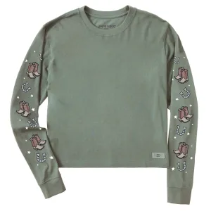 Women's Giddy Up Boots Long Sleeve Crusher Boxy Tee Life is Good