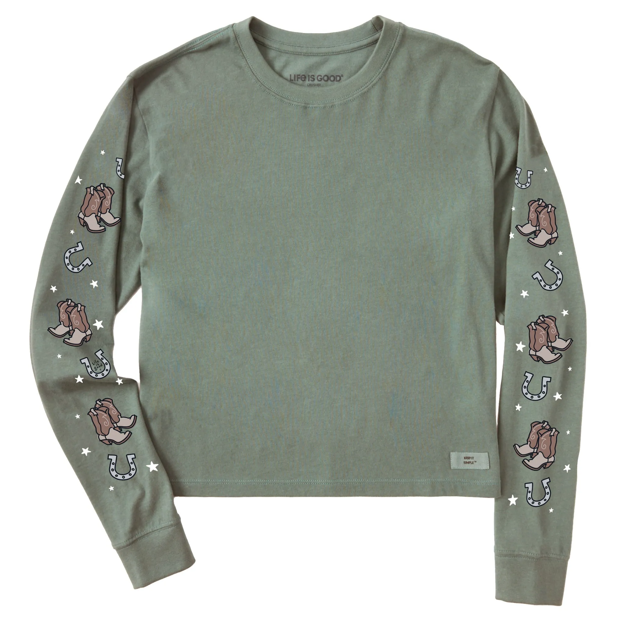 Women's Giddy Up Boots Long Sleeve Crusher Boxy Tee Life is Good