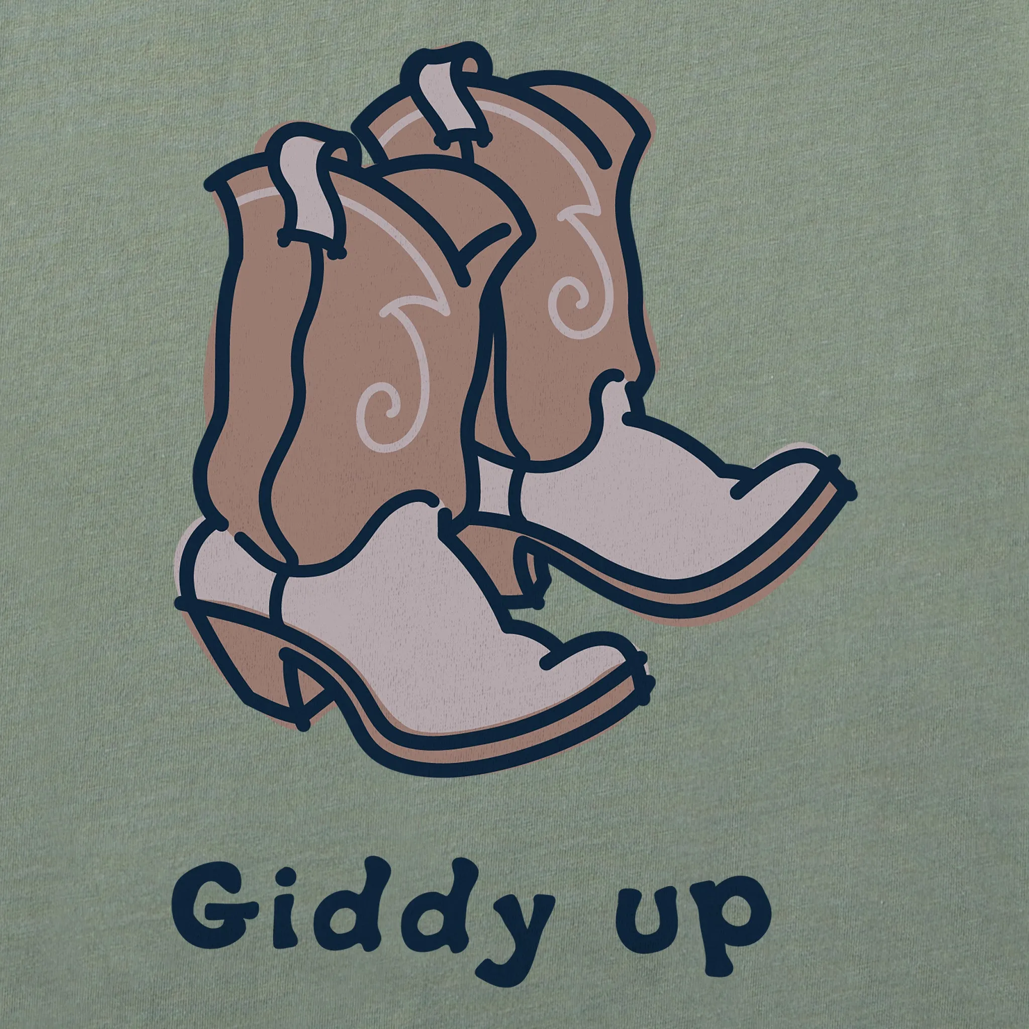 Women's Giddy Up Cowboy Boots Crusher Boxy Hoodie Life is Good