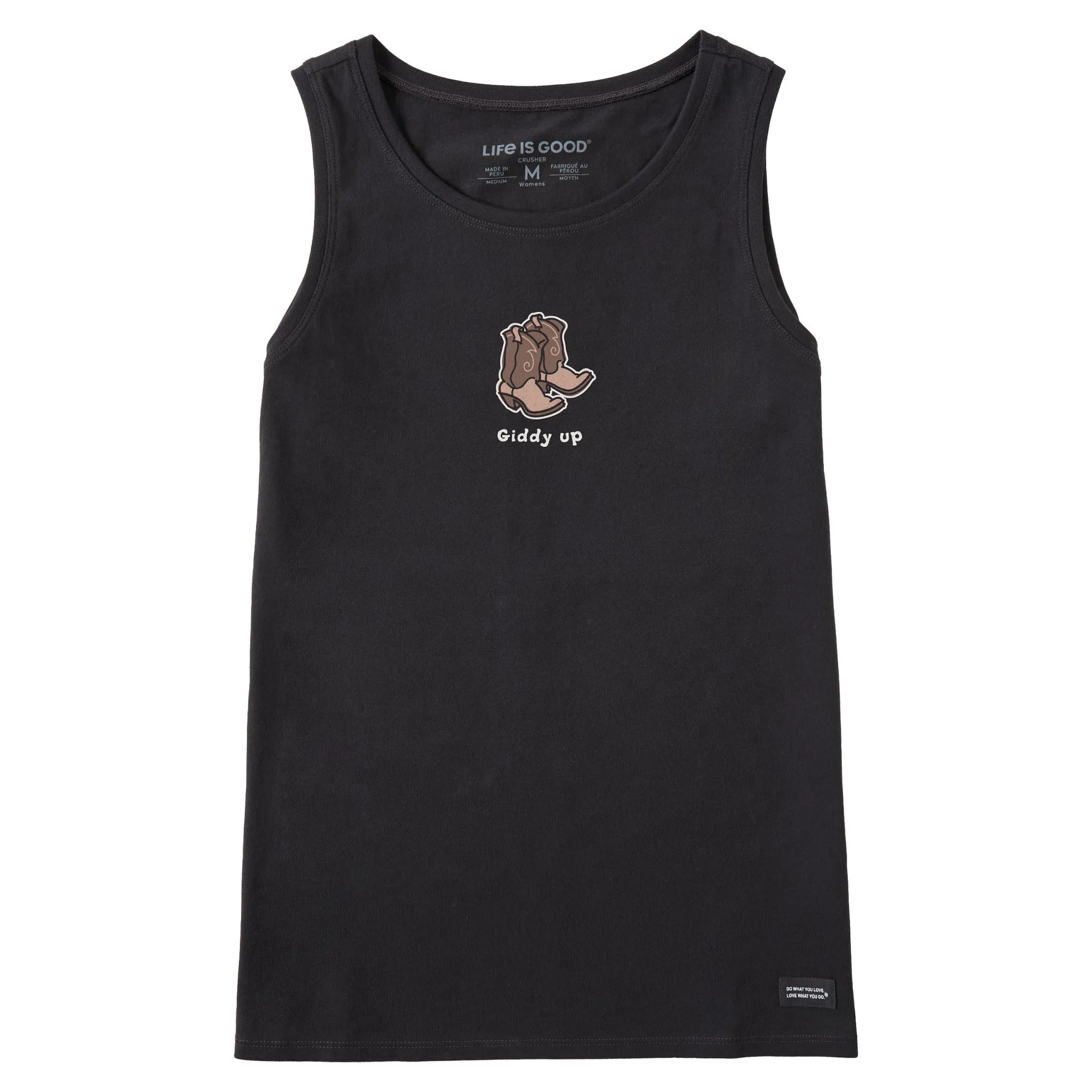 Women's Giddy Up Cowboy Boots Crusher Tank Life is Good