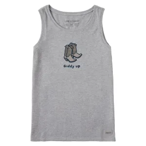Women's Giddy Up Cowboy Boots Crusher Tank Life is Good