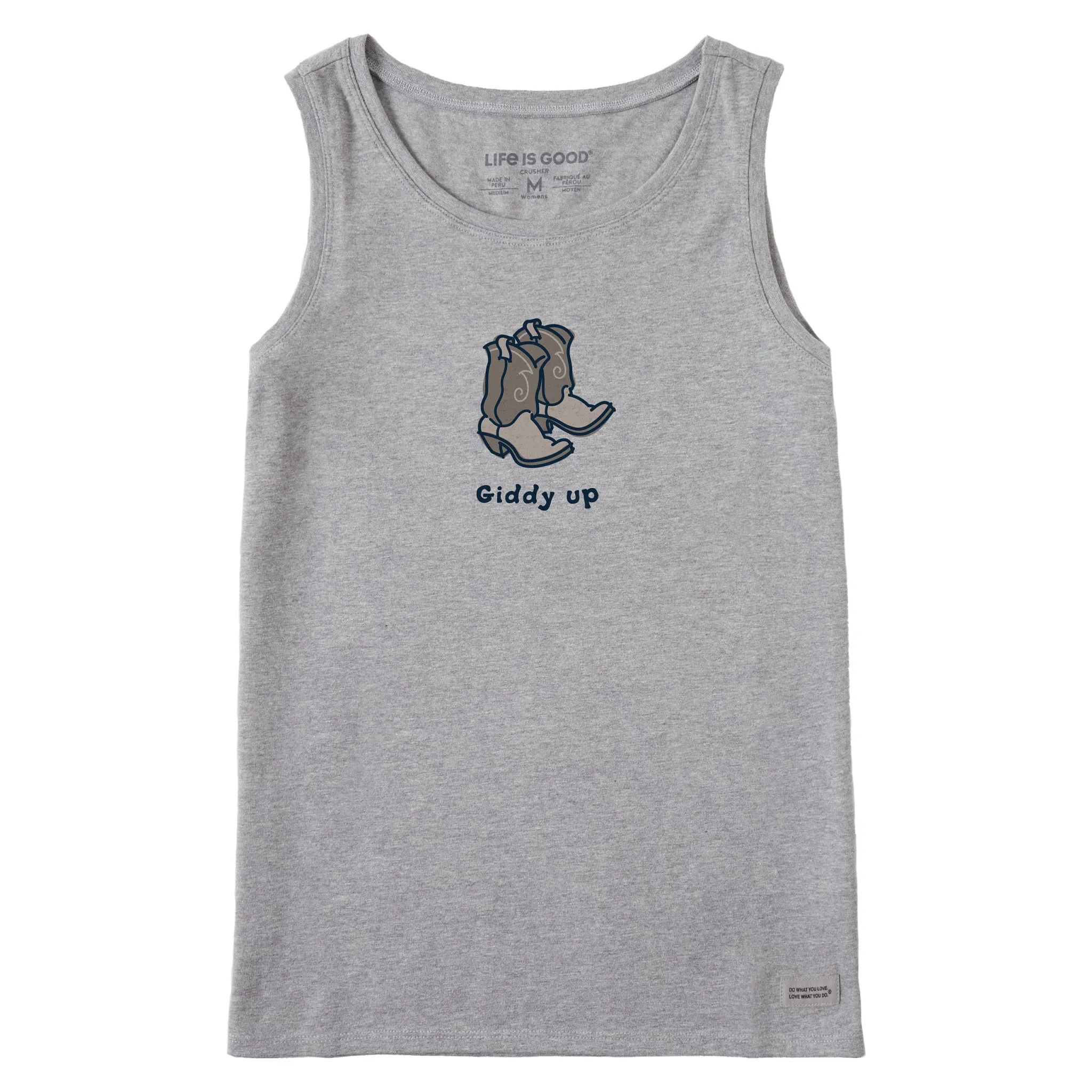 Women's Giddy Up Cowboy Boots Crusher Tank Life is Good