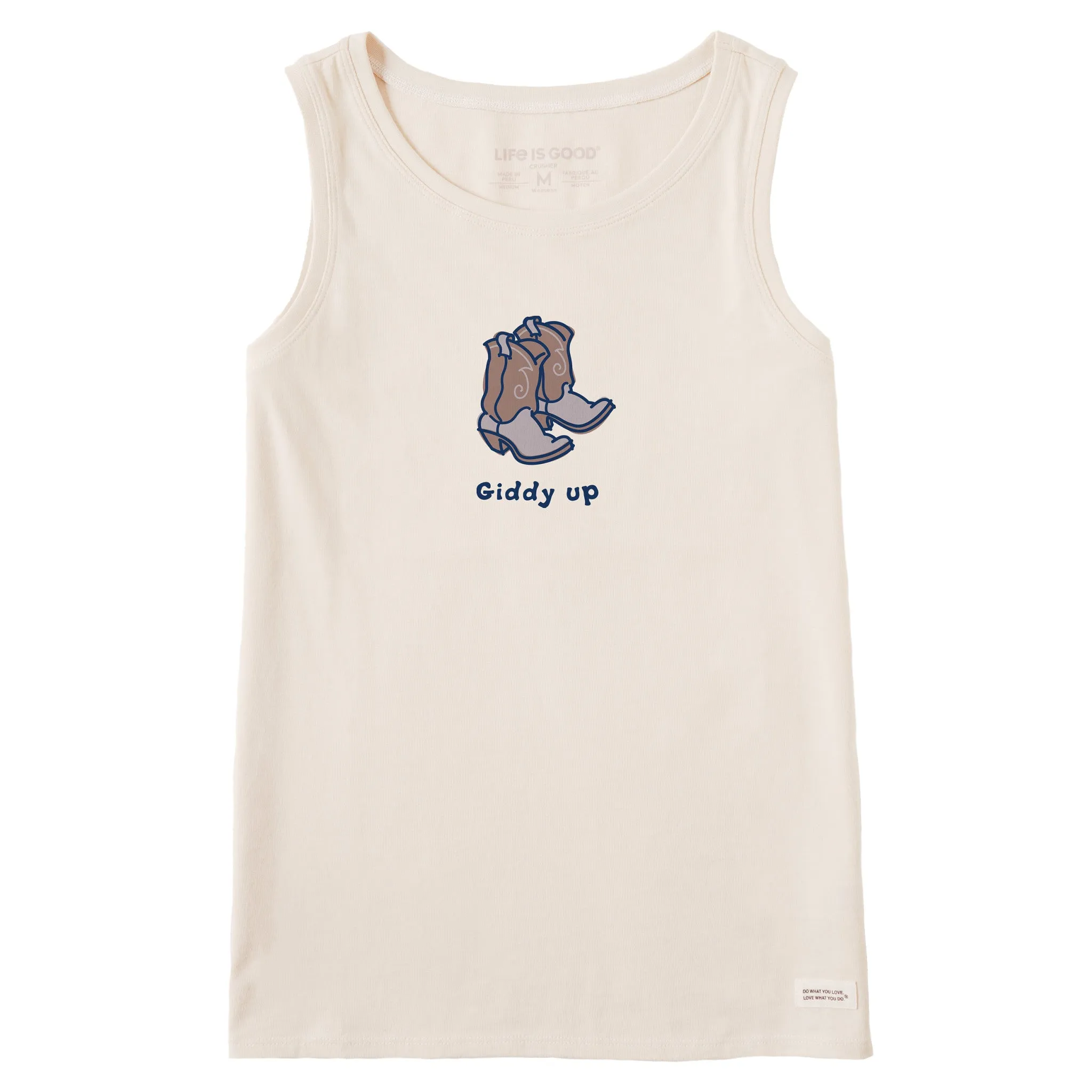 Women's Giddy Up Cowboy Boots Crusher Tank Life is Good
