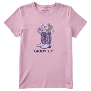 Women's Giddy Up Flower Boots Short Sleeve Tee Life is Good