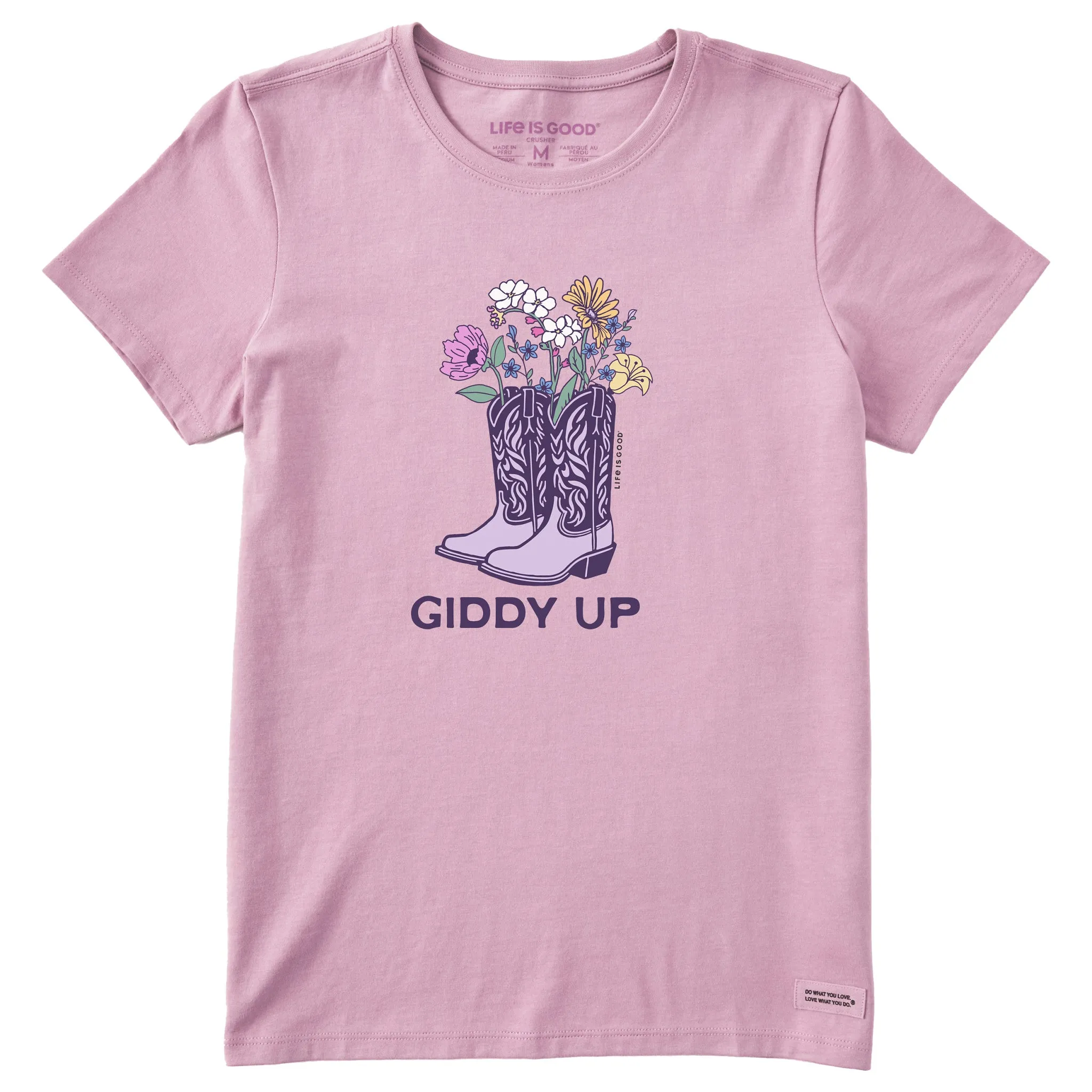 Women's Giddy Up Flower Boots Short Sleeve Tee Life is Good