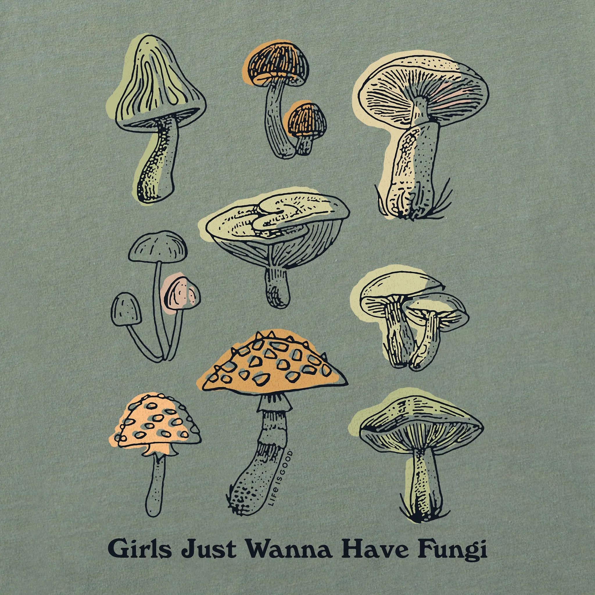 Women's Girls Just Wanna Have Fungi Short Sleeve Crusher Tee Life is Good