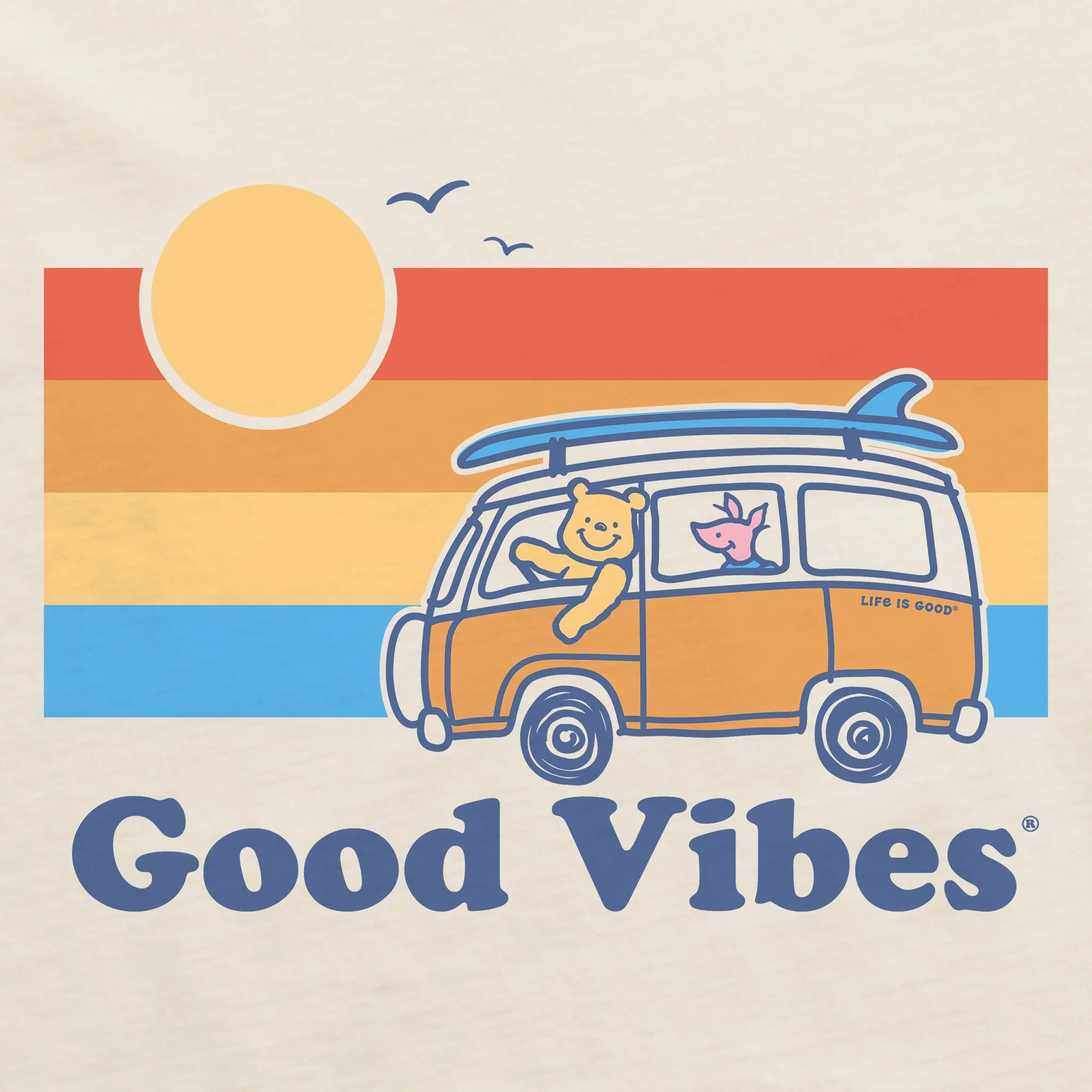 Women's Good Vibes Winnie & P Van Short Sleeve Crusher Boxy Tee Life is Good