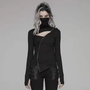 Women's Goth Turtleneck Cutout Long Sleeved Tops