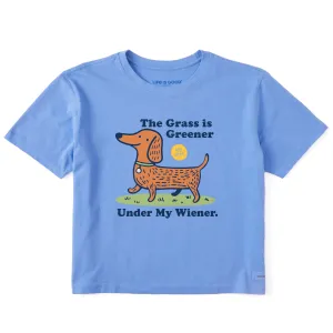 Women's Grass is Greener Wiener Short Sleeve Crusher Boxy Tee Life is Good