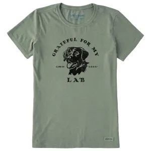 Women's Grateful for my Lab Short Sleeve Crusher Tee Life is Good