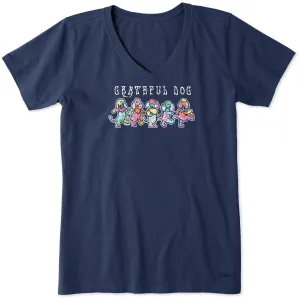 Women's Grateful Tie Dye Poodles Short Sleeve Crusher Vee Life is Good