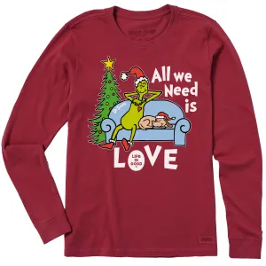 Women's Grinch & Max All we Need is Love Long Sleeve Crusher Tee Life is Good