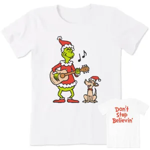 Women's Grinch and Max Dont Stop Believin Short Sleeve Crusher Tee Life is Good